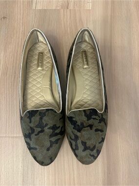 Birdies The Blackbird Olive Green Camo Pointed-Toe Flats Loafers